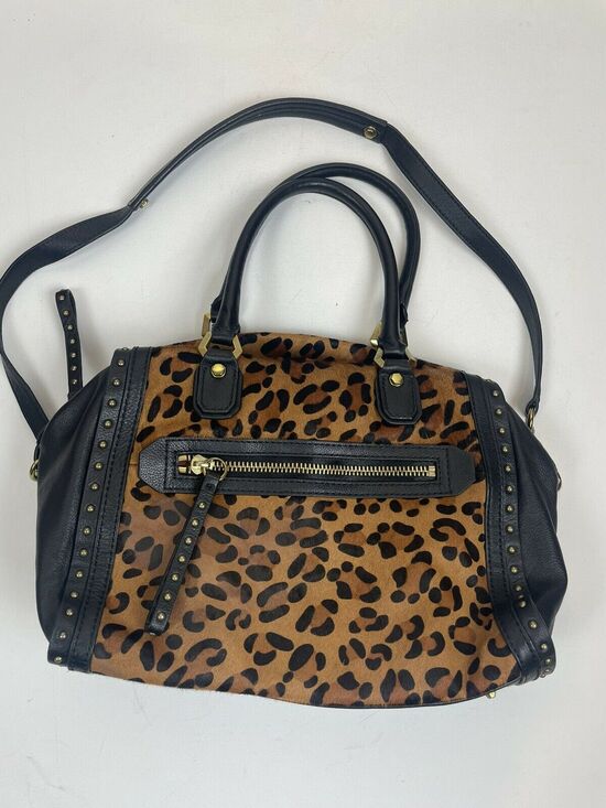 orYANY Handbags - ORYANY Kelly Calf Hair Satchel Bag Leopard Black Leather 2 Handles KL053 Purse